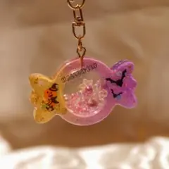 ＃126 ハンドメイド レジン ハロウィン キャンディ シェイカー キーホルダー