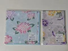 三越MITSUKOSHI 花柄（紫陽花、朝顔）ハンカチ 2枚 新品のサムネイル