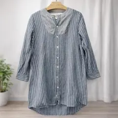 春セール　BEAMS HEART ストライプ シャツ ワンピース 綿