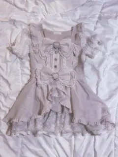 LIZ LISAフロントカシュクールBIGリボンセットアップ ピンク