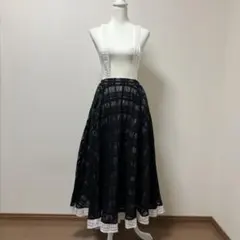 ソマリ　 ロングスカート ジャンパースカート　レース　ブラック　チェック　春