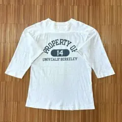 Warehouse フットボールTシャツ 七分袖 白 染み込みプリントのサムネイル