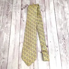 エルメス　イエローカラー 幾何学模様 ネクタイ