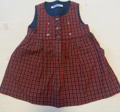 familiar 赤・黒チェック ジャンバースカート