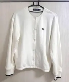 FRED PERRY ワンポイント刺繍クルーネックスウェットカーディガンUK10