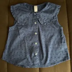 フリル付きネイビーシャツ