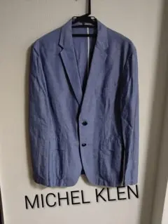 美品MICHEL KLEN テーラードジャケット　ブルー夏用麻涼しいクールビズのサムネイル