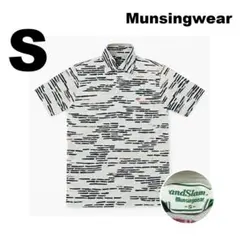 Munsingwear 半袖ポロシャツ 幾何学柄 白×黒×赤 Sサイズのサムネイル