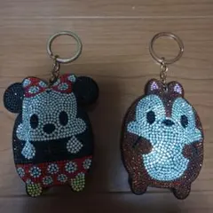 ミニー、チップ　キラキラキーホルダー