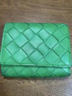 ボッテガヴェネタ イントレチャート レザー 三つ折り財布 グリーン
