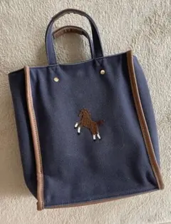 SEVENTEN セブンテン　ワンポイント刺繍トートバッグ　ネイビー小