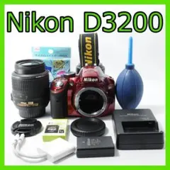 Nikon D3200☆人気のレッド☆使用回数少☆手振れ補正☆写真をスマホ