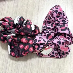 ハローキティ サンリオ ヒョウ柄 ピンク シュシュセット