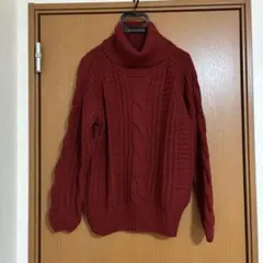 【最終価格】バーガンディ タートルネック ニットセーター