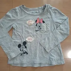 GAPミッキー ミニー 長袖Tシャツ グレー　110cm