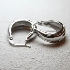 シルバー925 フープピアス レディース シンプル ウェーブデザイン