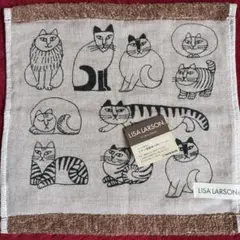★新品★LISA LARSON リサラーソン タオルハンカチ 猫柄　リネン混紡糸のサムネイル