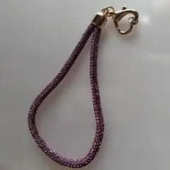 パープル ビーズ キーホルダー ハート型