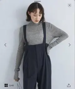 テレコ タートルネック プルオーバー カットソー　グリーンレーベルリラクシング