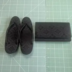 ブラック草履とクラッチバッグセット
