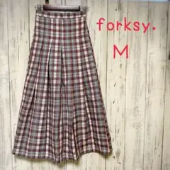 forksy. フォルクシー チェック柄プリーツフレアスカート M ロングのサムネイル