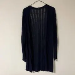 ユニクロ　透かし編み ネイビー ロングカーディガン M