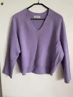 【FTY】ラベンダー Vネック ニット Lサイズ きれいめ 通勤服