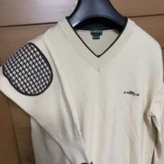 美品サイズ48イタリー製CHERVO秋冬快適ストレッチWARM/Vネックセーター