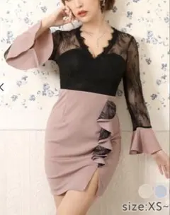 dazzystoreシースルーレースアンブレラスリーブタイトミニドレス