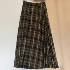 オリーブグリーン チェック プリーツスカート