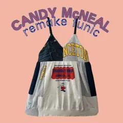 【リメイクチュニック】デニムリメイクキャミソールワンピース　ハンドメイド　古着