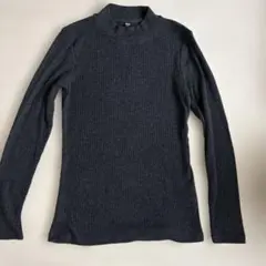 ユニクロ リブハイネックT グレー Mサイズ