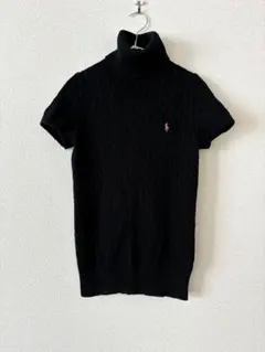 半袖タートル　ラルフローレン コットン 半袖ケーブルニット タートルネック