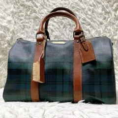 ポロラルフローレン ミニボストンバッグ PVC ブラックウォッチ ブラシ付