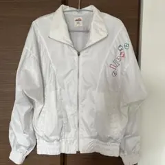 ellesse ホワイト ジップアップメッシュアウター　L