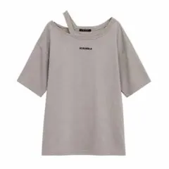 INGNI ワンショル風 ロゴ入り オーバーサイズTシャツ グレージュサイズM