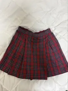 UNIQLO 赤 チェック柄 プリーツスカート 160