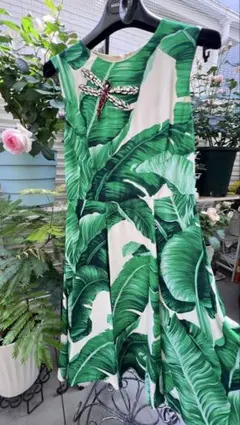 Dolce & Gabbana 葉柄ノースリーブひざ丈ワンピースのサムネイル