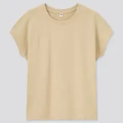 値下げ ユニクロ スムースコットン フレンチスリーブT 半袖 BEIGE S