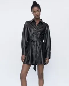 ZARA フェイクレザージャケット&ワンピース
