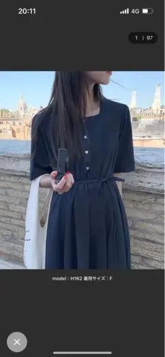 ダークネイビー・半袖ロングワンピース
