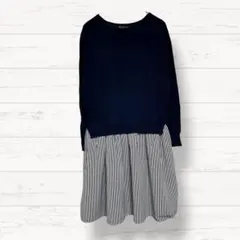 【クリアインプレッション】長袖ニットワンピース 異素材混合 2 3502