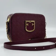 FURLA ショルダーバッグ ボルドー ロゴストラップ - メルカリ
