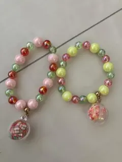 カラフルビーズブレスレット2点セット