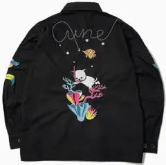 CUNE キューン 泳ぐ猫のミリタリージャケット 刺繍 ブラック 長袖シャツ