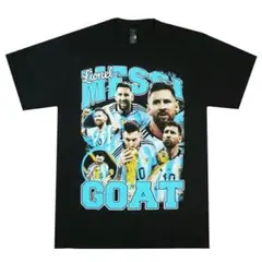 黒XL新品　Tシャツ　リオネル　メッシ　ラップティーRAP　MESSI　GOAT