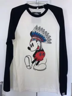 番*長様 インディアンミッキーマウス刺繍プリント　ラグランTシャツ　ロングTシャのサムネイル