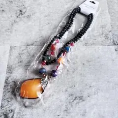 新品❣️アジアンテイスト 大ぶりネックレス 存在感民族調 天然石 マルチカラー