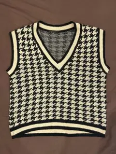 SHEIN ハウンドトゥース ニットベスト M