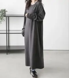 週末セール　La-gemme ワッフルルーズワンピース　レディース　ワンピース